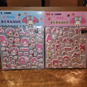 NEW Japanese Sanrio My Melody Puffy Raised Stickers, 4 sheets 160+ stickers